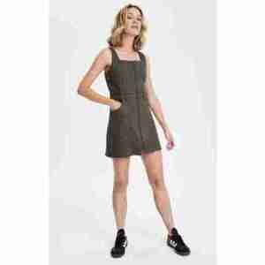 Tinseltown Denim Zip-Front Pinafore Dress